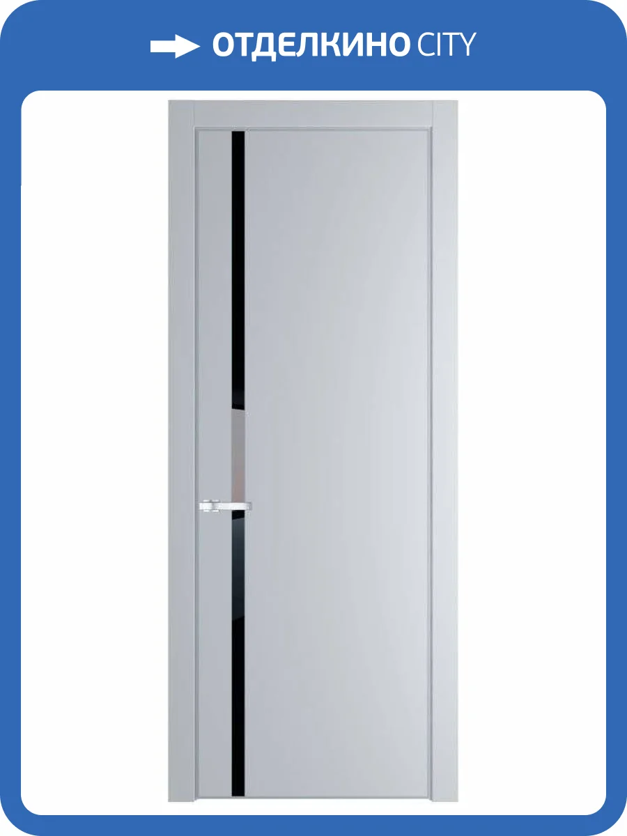 Межкомнатная дверь Profil Doors 21 PE полотно Лайт Грей, кромка алюминиевая с четырех сторон матовая, стеклянная вставка черный лак 800x2000 фото 2