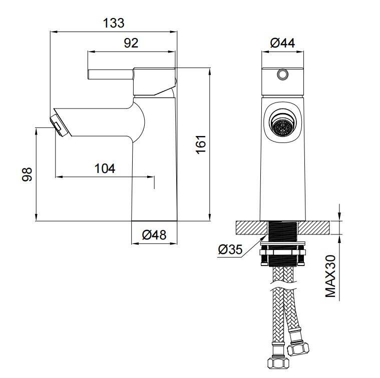 Смеситель для раковины Wonzon & Woghand Solo WW-139032-BGM темный графит фото 2