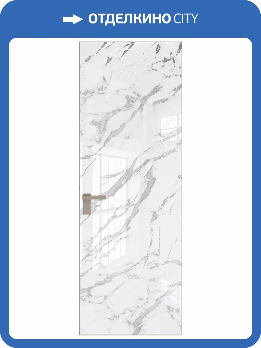 Межкомнатная дверь Profil Doors 1 AGK цвет профиля Никель матовый, стекло безопасное 4 мм нэфи белый узор серебро 700x2000 фото 2