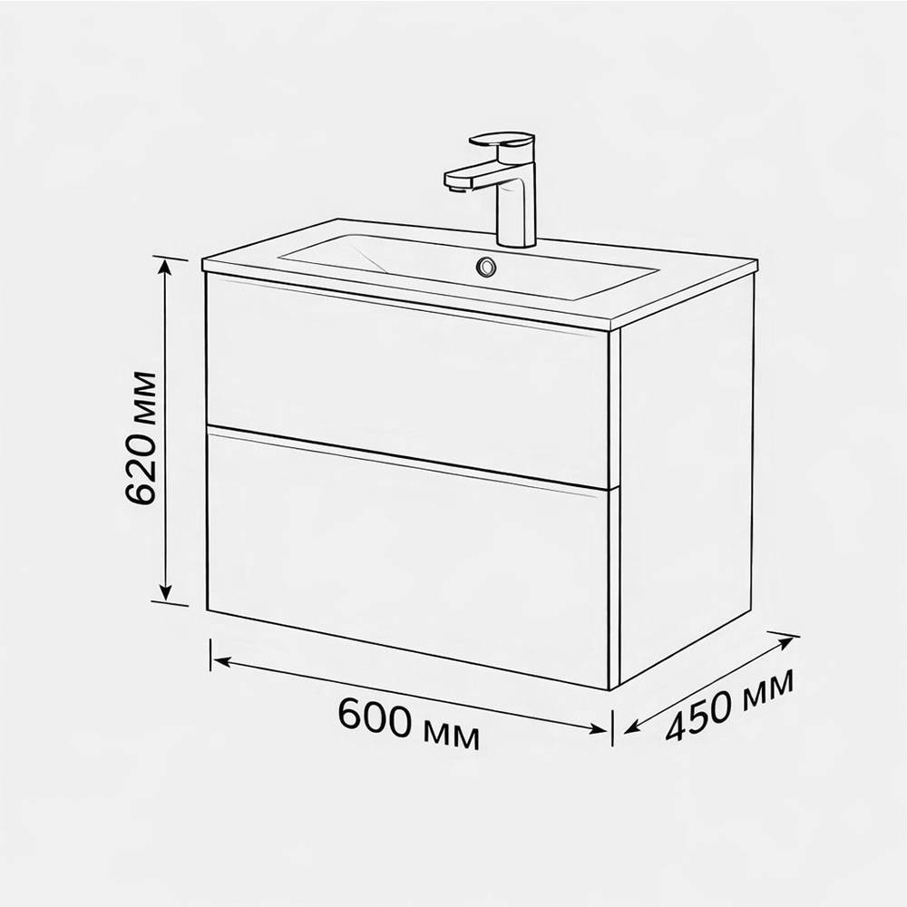 Тумба с раковиной Terminus Vega VEG10602701601OSL графит, 60x62 фото 3