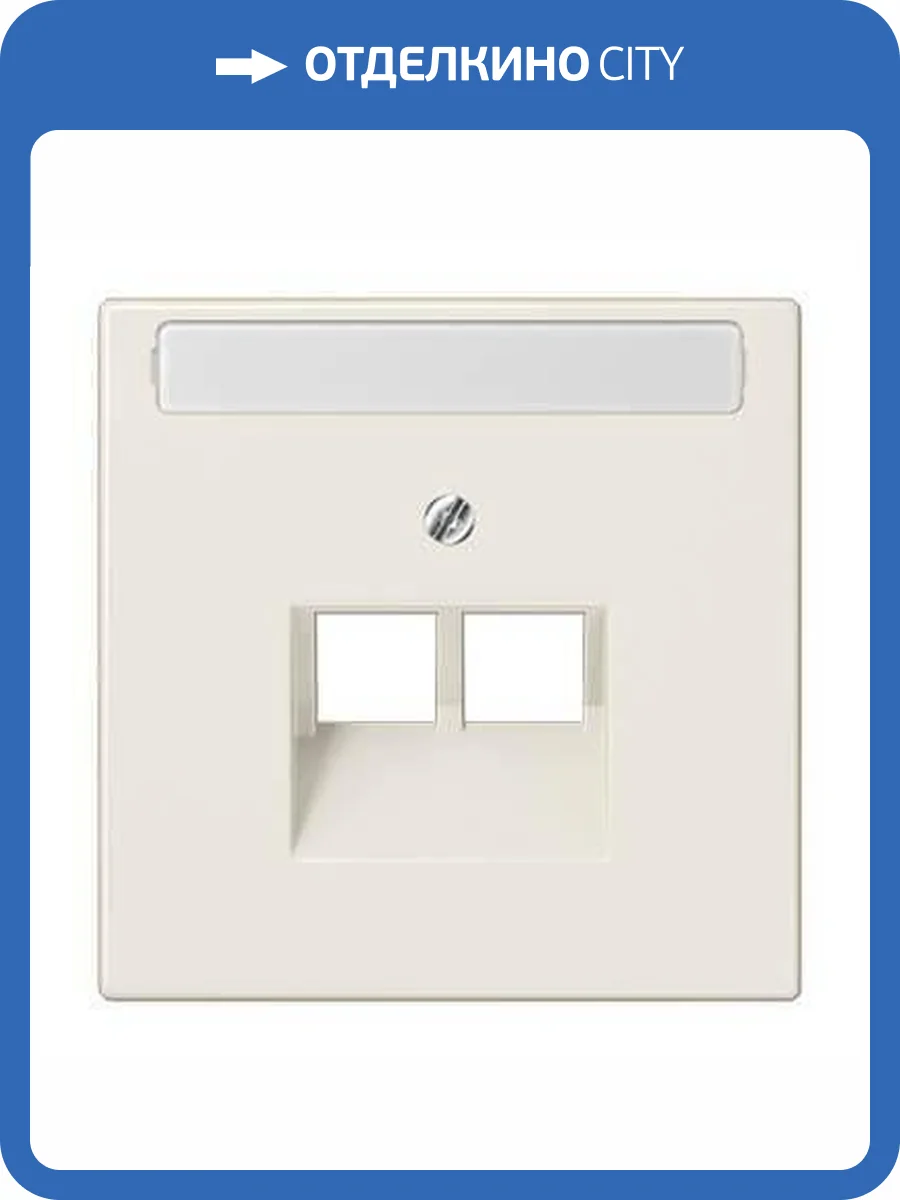 Накладка 2-ой наклонной телефонной/компьютерной розетки с полем для надписи Jung LS 990 бежевая LS969-2NAUA фото 2