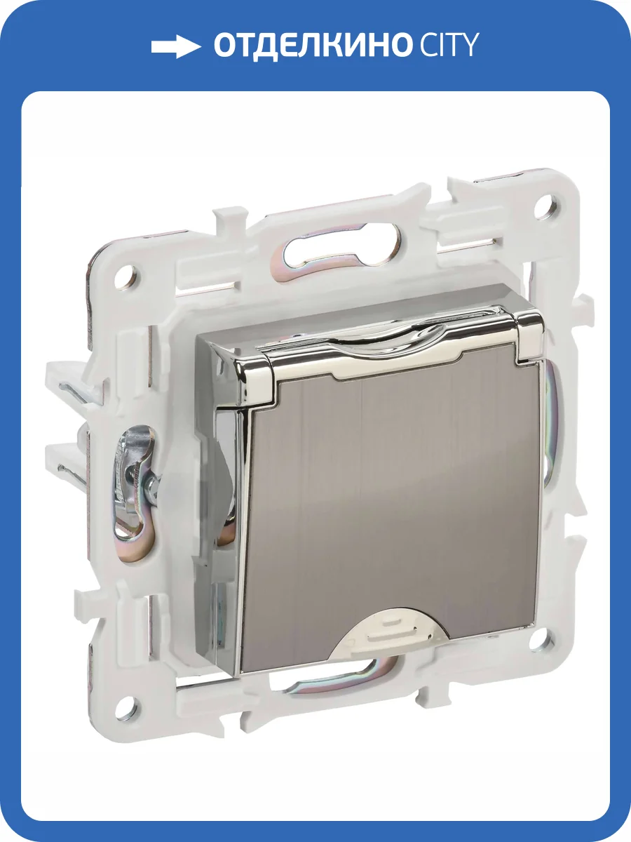 Розетка 1-местная с заземлением, шторками и крышкой IEK Skandy SK-R16-16-44-K50 никель фото 5