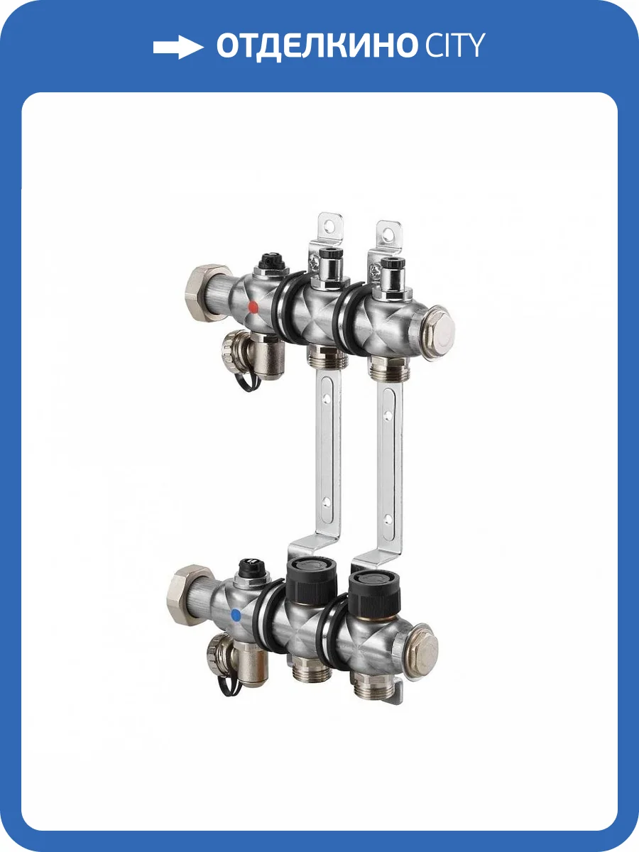Коллектор Oventrop Multidis SF 3, нержавеющая сталь, 1 x 3/4 дюйма, с регулирующими вставками на подаче фото 3
