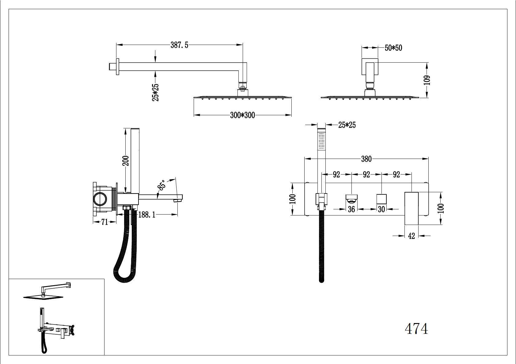 Душевой комплект Boheme Qubic 474-BRB Brushed Bronze фото 3