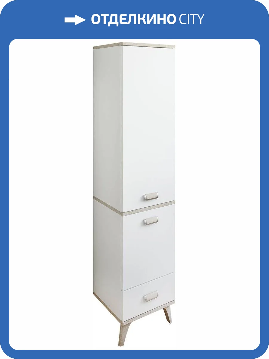 Шкаф-пенал Sanflor Бруно R, белый, орегон фото 6