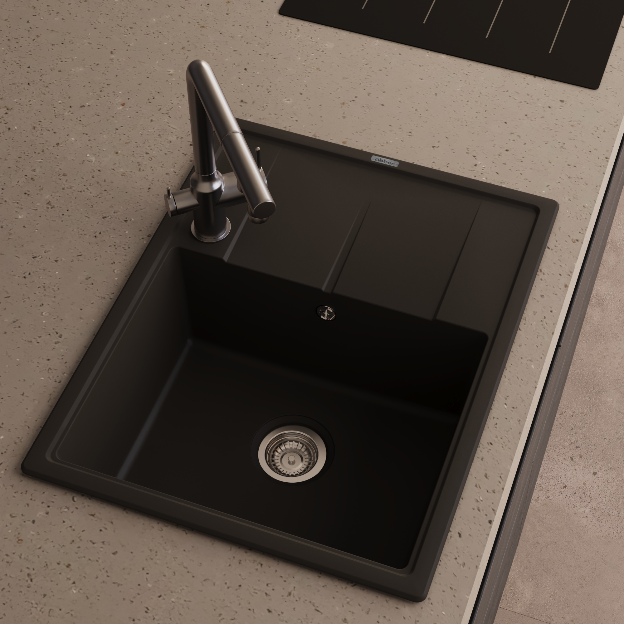 Мойка кухонная Abber Quarz AQ2903B черная, 51x65 фото 8