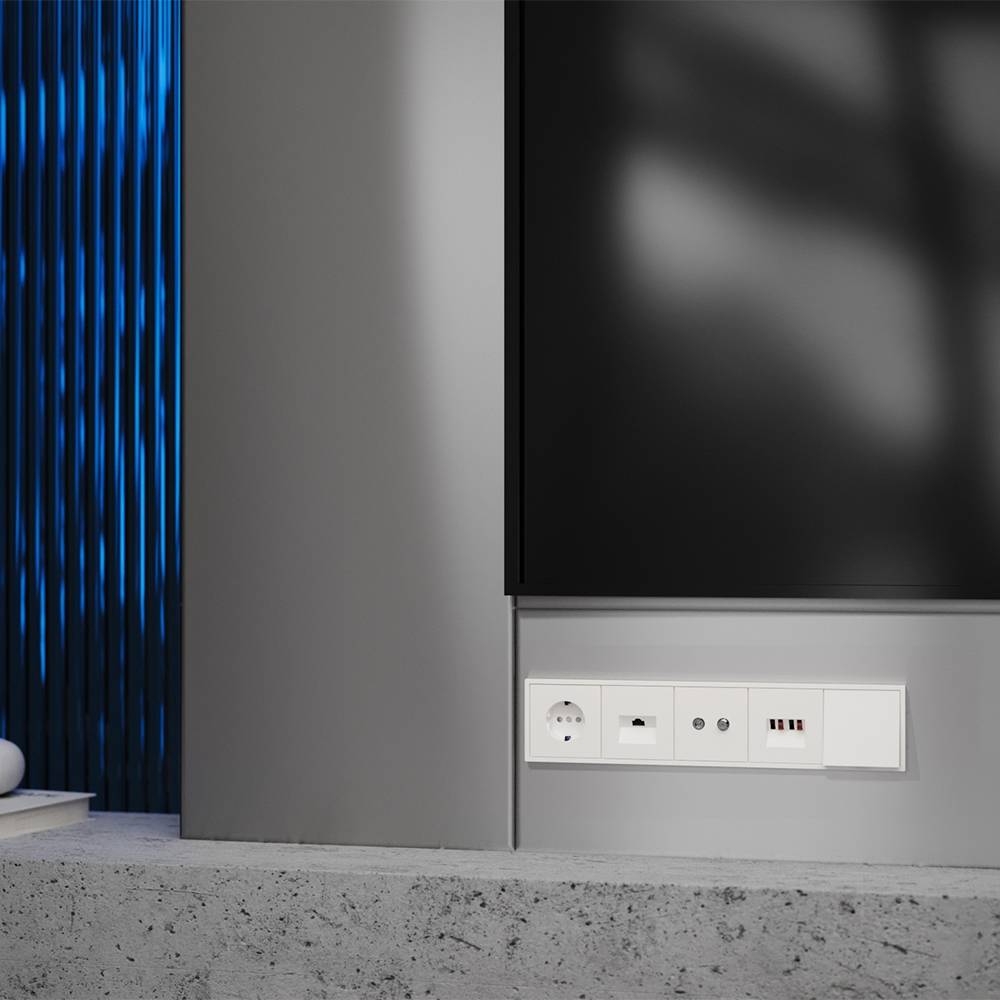 Лицевая панель для двойной ТВ розетки Voltum S70 VLS001613 хлопок фото 5