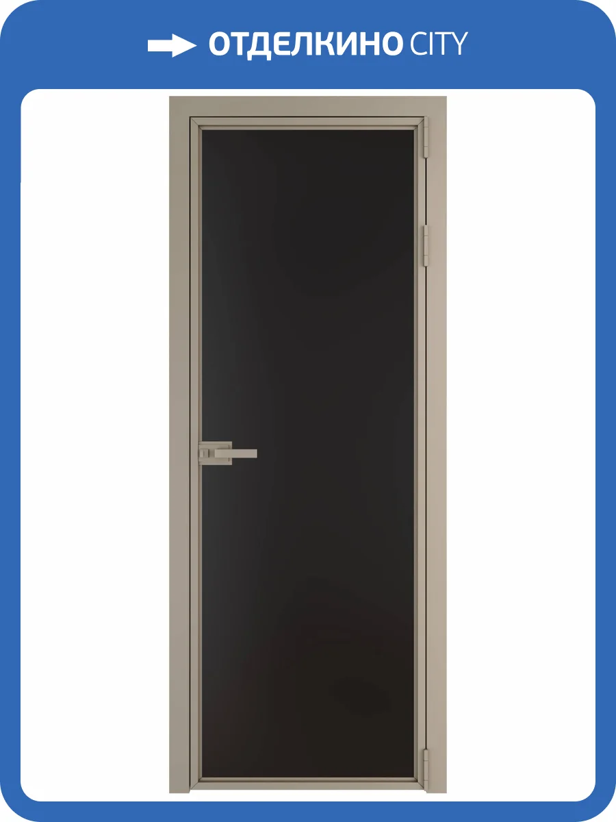 Межкомнатная дверь Profil Doors 1 AX цвет профиля Никель матовый, стекло безопасное 6 мм монохром черный 700x2000 фото 2