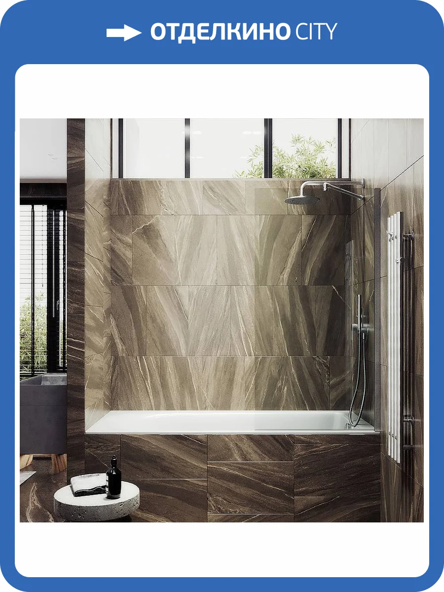 Шторка на ванну MaybahGlass MGV-61-5ш стекло прозрачное, профиль хром матовый, 1400x500 фото 4