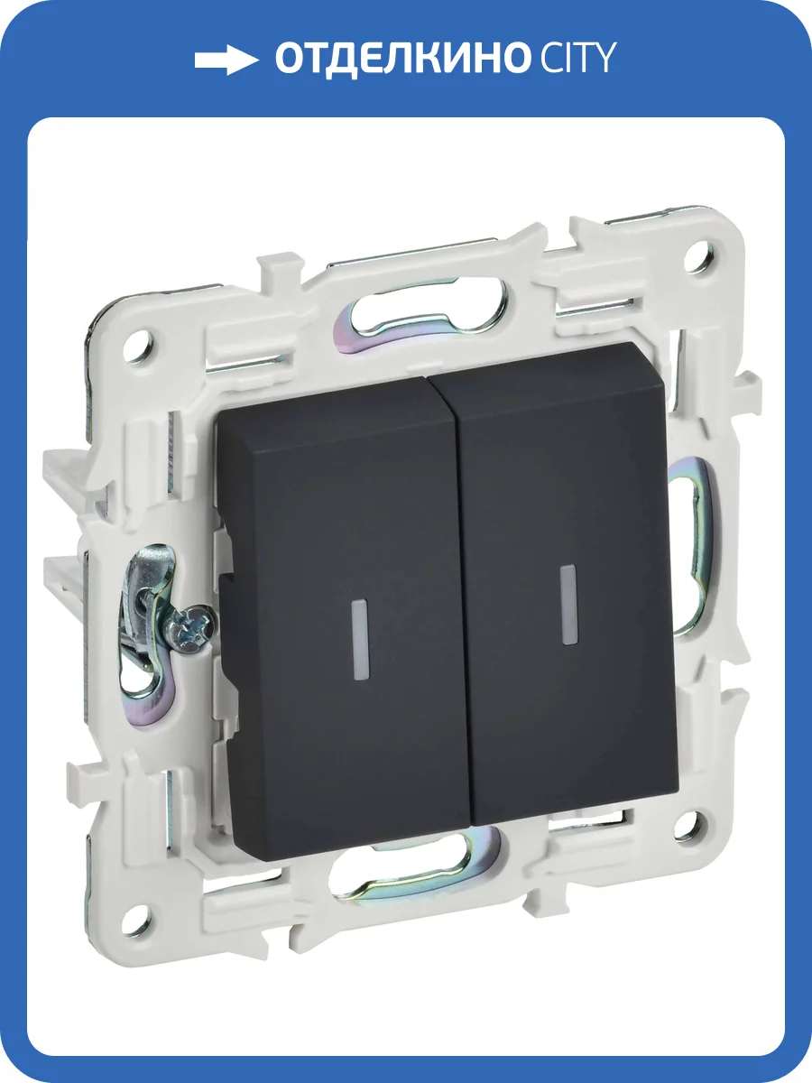 Выключатель 2-клавишный проходной IEK Skandy SK-V22-1-10-K53 графит фото 6