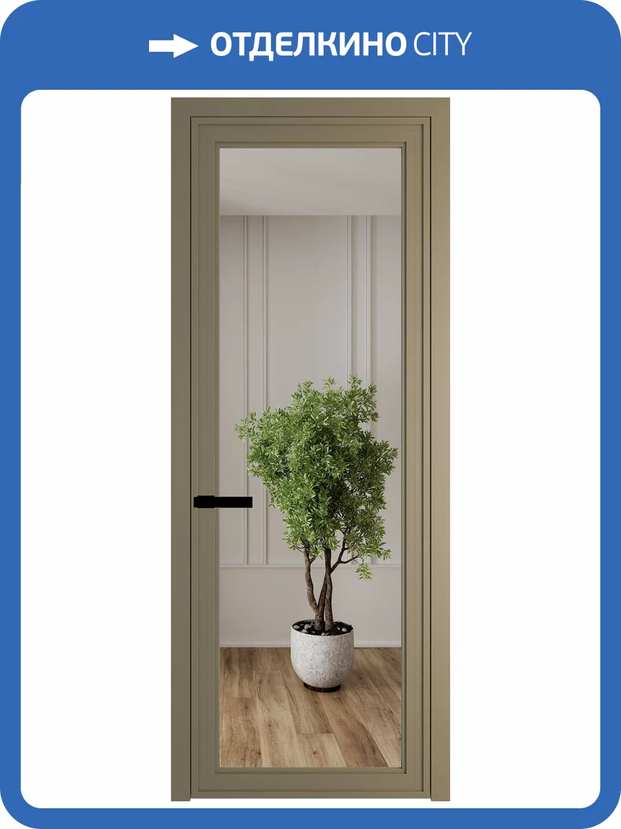 Межкомнатная дверь Profil Doors 1 AGP цвет профиля Шампань, стекло безопасное 6 мм зеркало 600x2000 фото 2