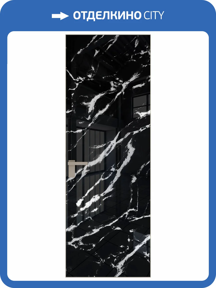 Межкомнатная дверь Profil Doors 1 AGK цвет профиля Никель матовый, стекло безопасное 4 мм нэфи черный узор серебро 600x2000 фото 2