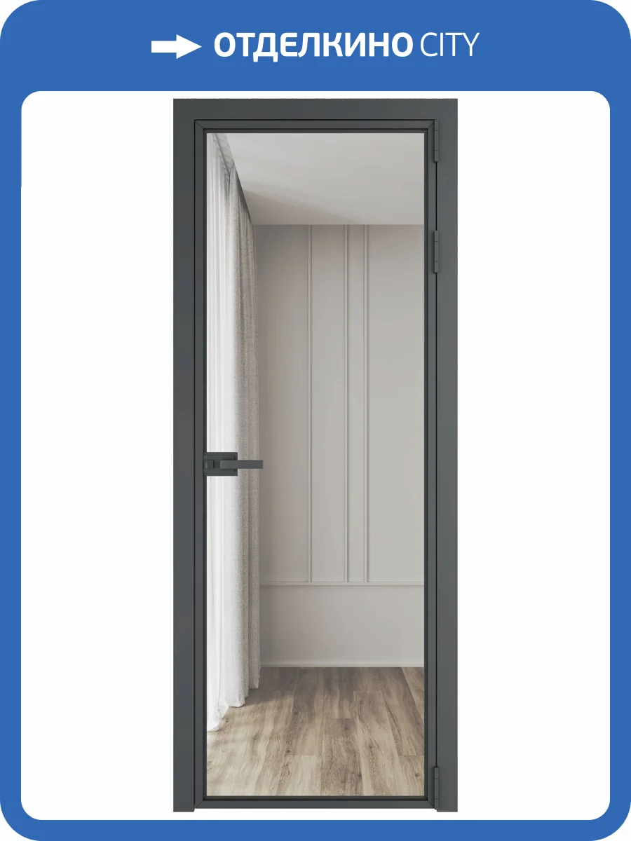 Межкомнатная дверь Profil Doors 1 AX цвет профиля Серая ночь, стекло безопасное 6 мм прозрачное 800x2000 фото 2
