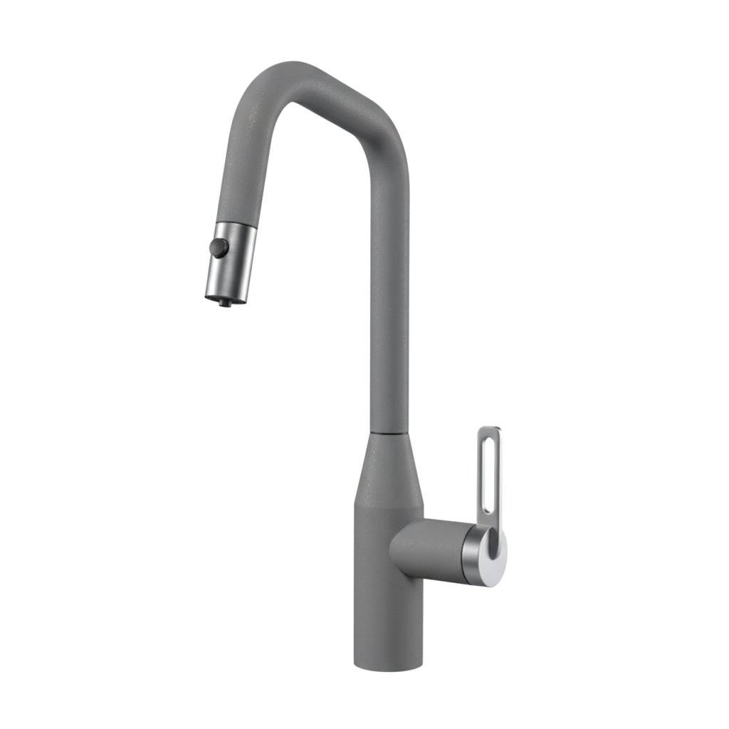 Смеситель для кухни Granula GR-8171 алюминиум, с выдвижным изливом