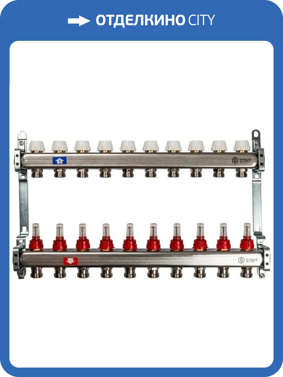 Коллектор Stout из нержавеющей стали с расходомерами 1/3/4x10, SMS 0917 000010 фото 7