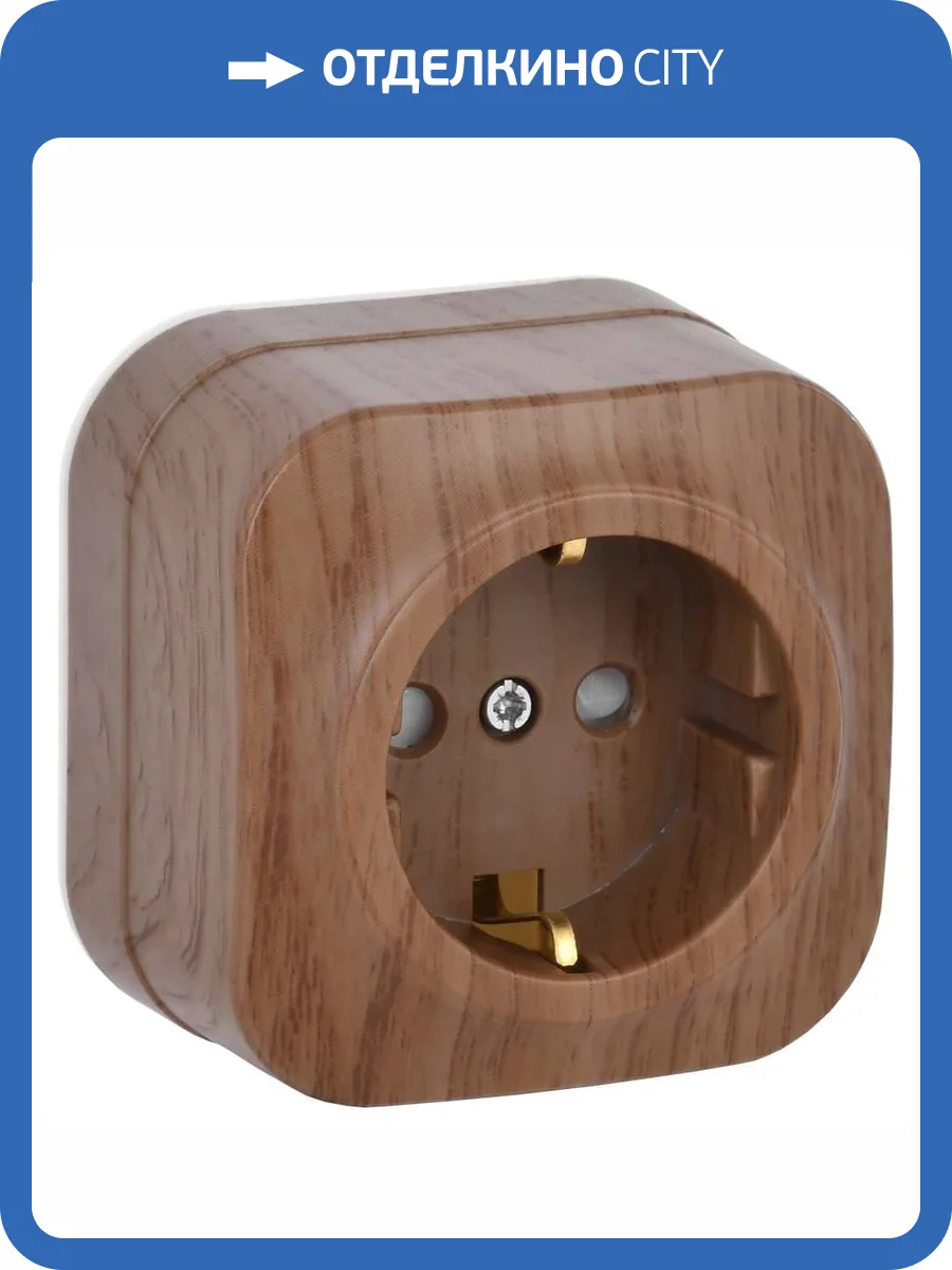 Розетка 1-местная с заземлением и шторками IEK Glory ERH14-K24-16 дуб фото 3
