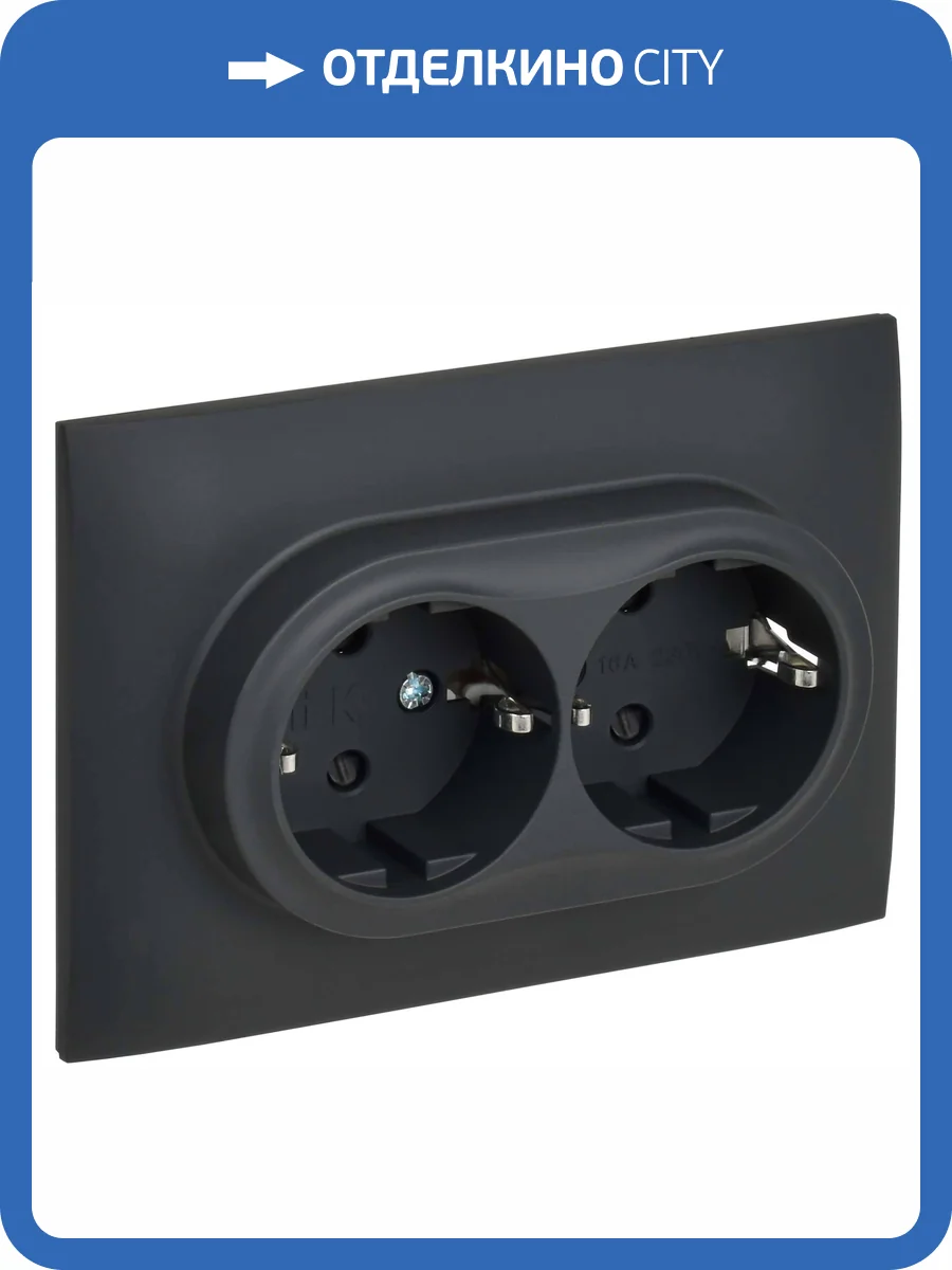 Розетка 2-местная с заземлением и шторками IEK Skandy SK-R24-16-K53-F графит фото 7