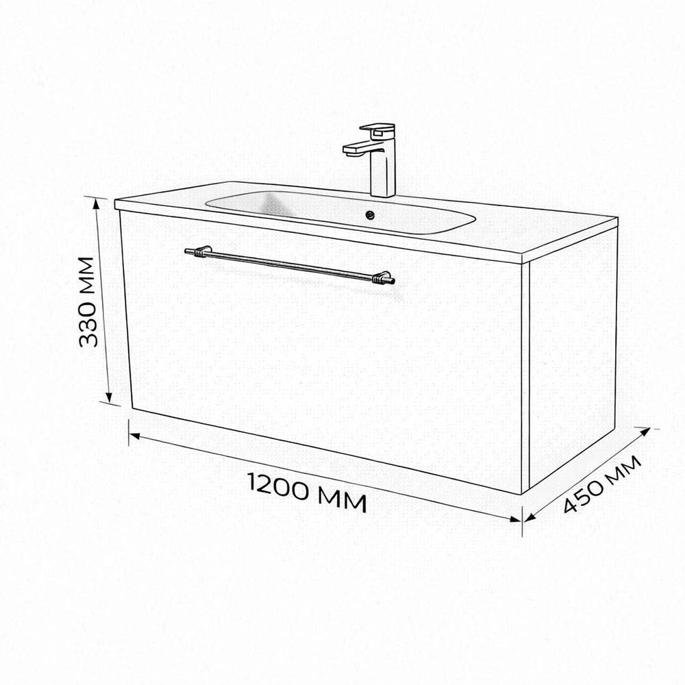 Тумба с раковиной Terminus Venta VEN101201300001O шпон, дуб, 120x38 фото 3