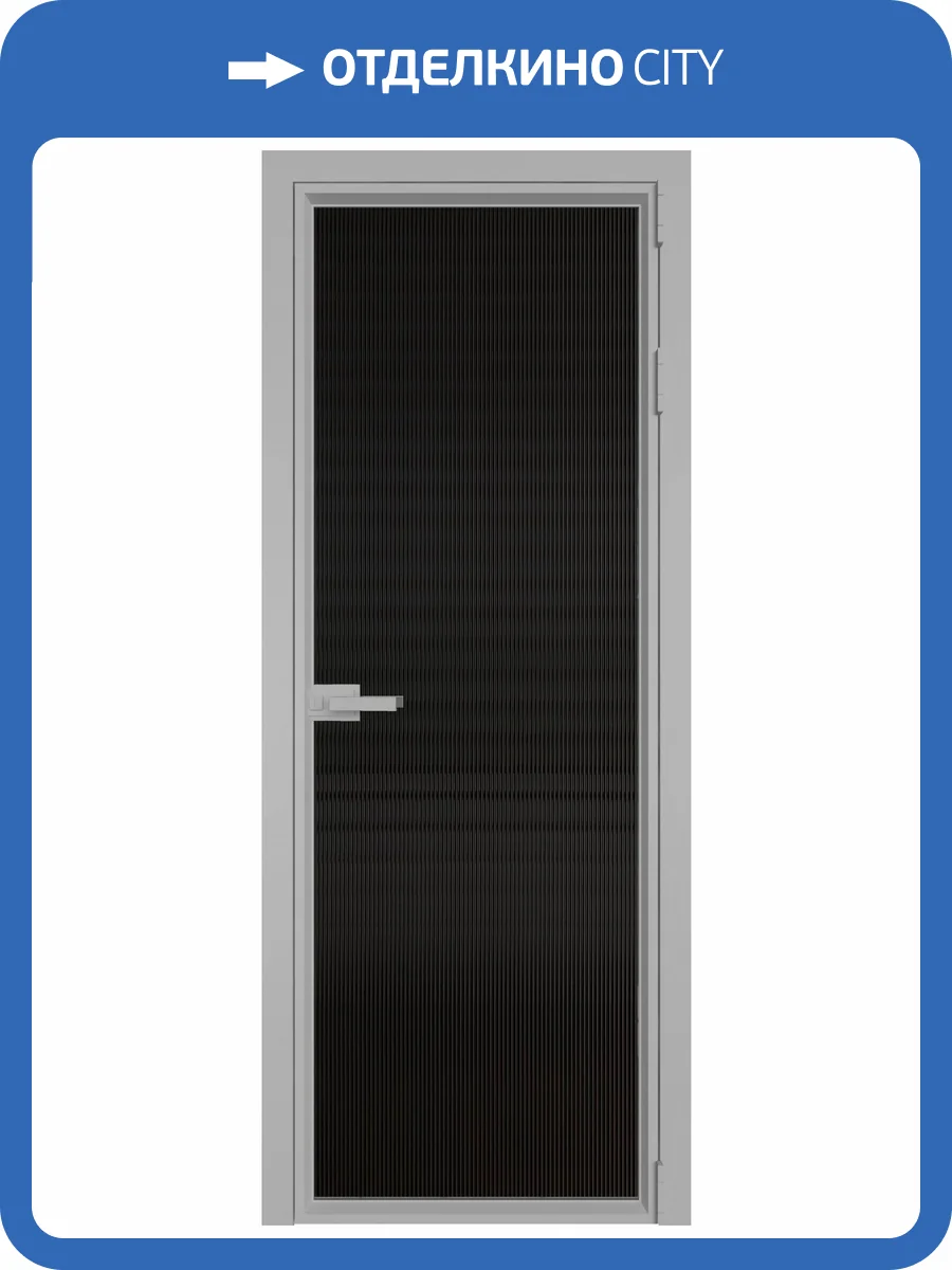 Межкомнатная дверь Profil Doors 1 AV цвет профиля Серебро, стекло безопасное 6 мм мору черный 700x2000 фото 2