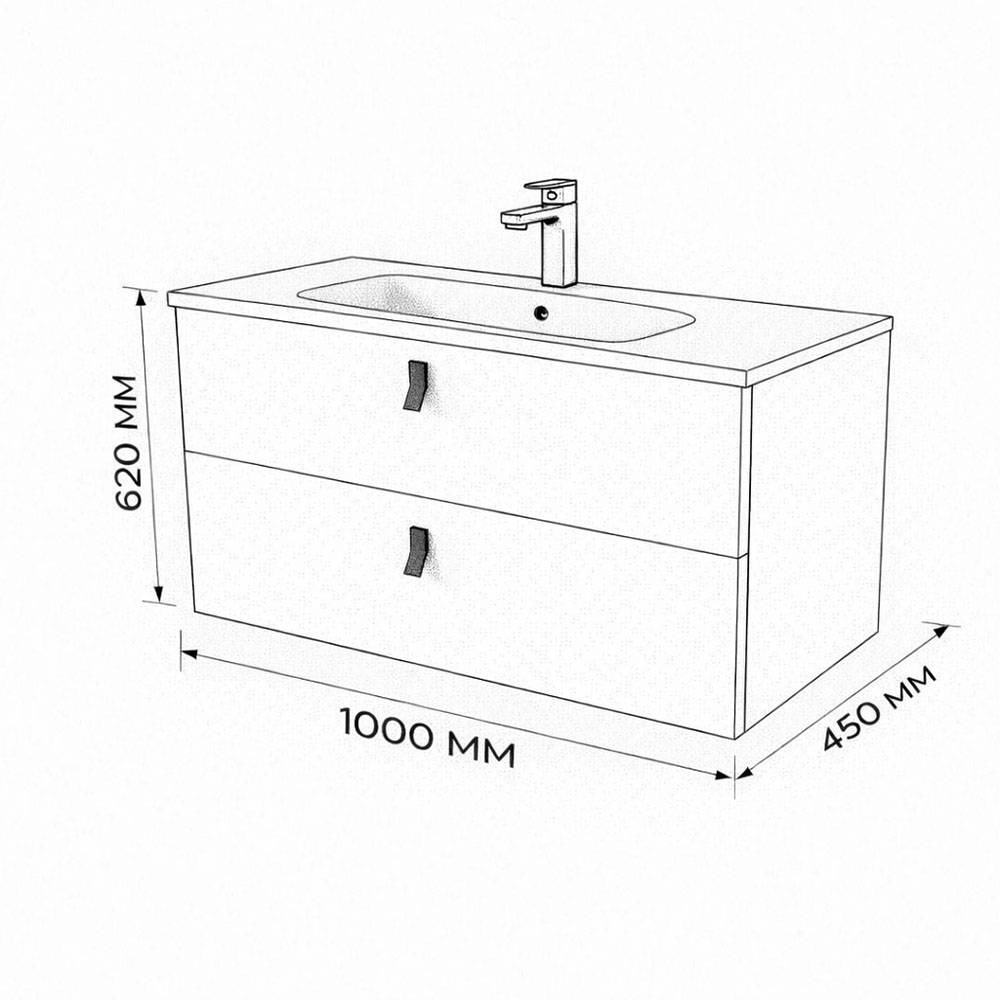 Тумба с раковиной Terminus Kontur KON101002200001O венге, графит, 100x62 фото 3