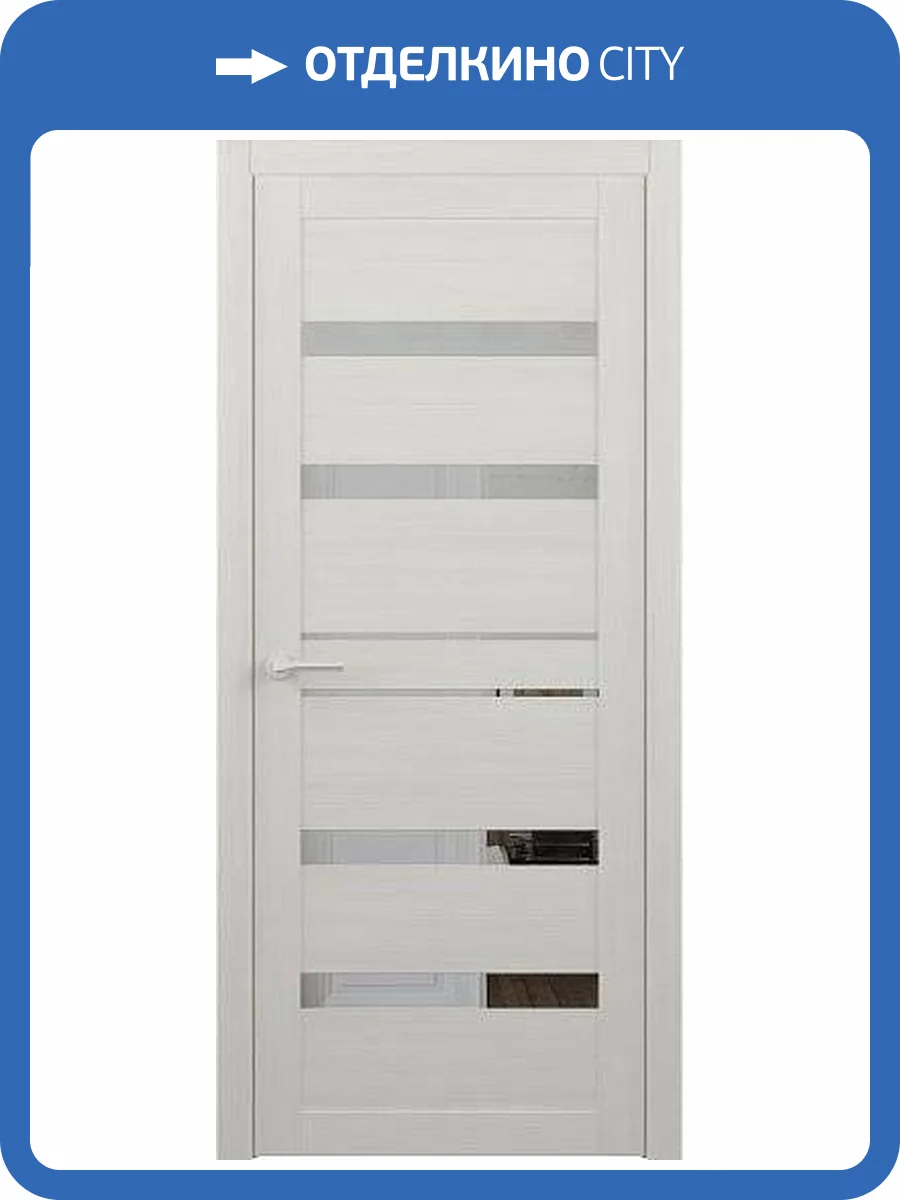 Межкомнатная дверь Albero Мегаполис Дрезден полотно Белый кипарис, стекло зеркало 600x2000 фото 2