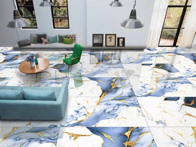 Керамогранит Asia Pacific Aqua Blue Gold high gloss polished 60x120 фото 2