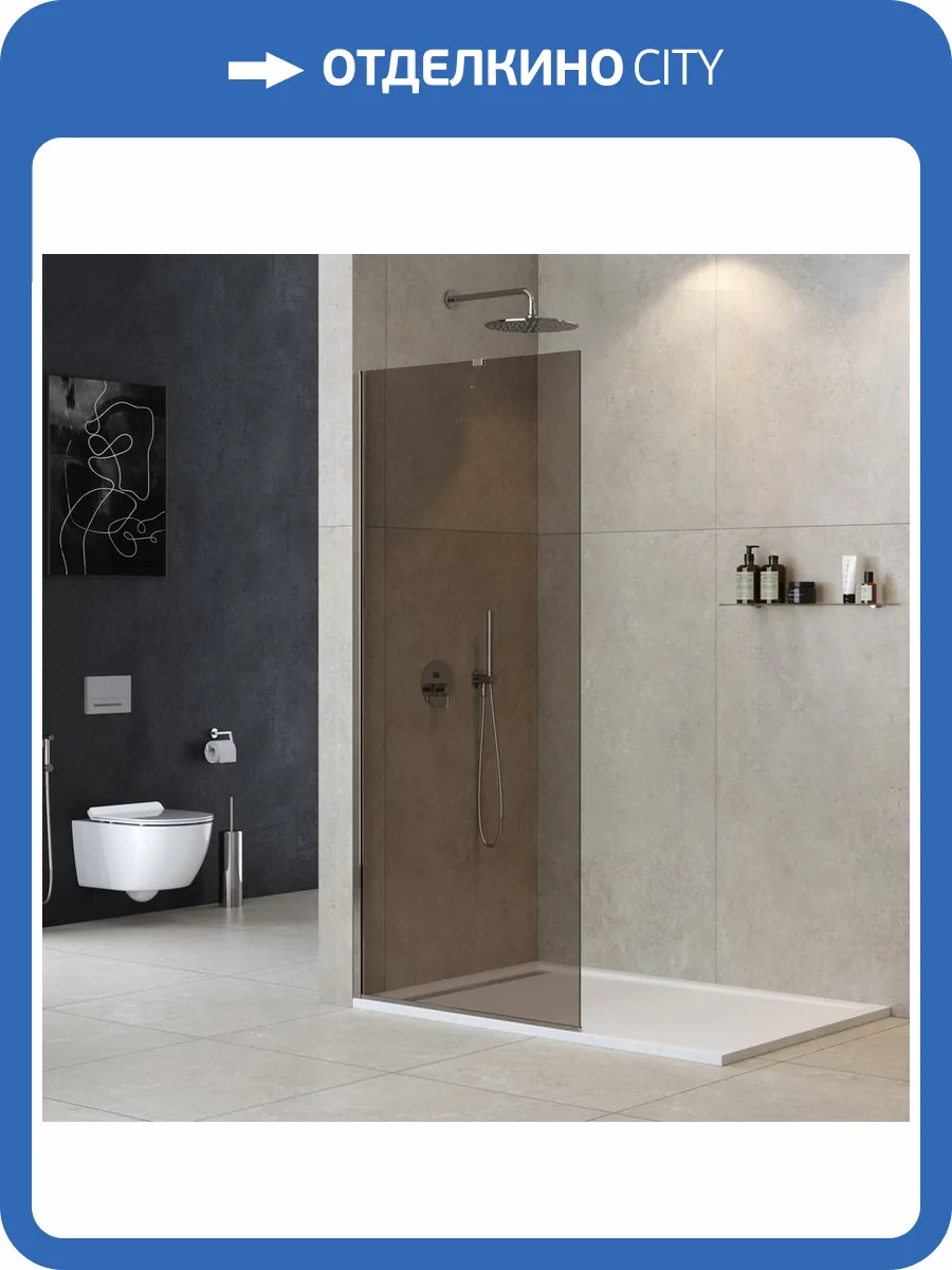 Душевая перегородка Cezares LIBERTA-L-1-TB-90-BR-Cr профиль хром, стекло бронза, 90x195 фото 4