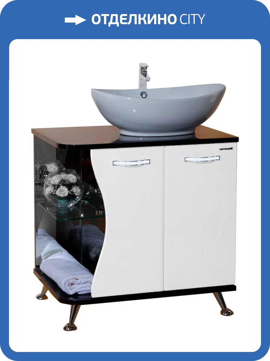 Тумба с раковиной Bellezza Рио 70 прямая комбин. R Белый фото 3