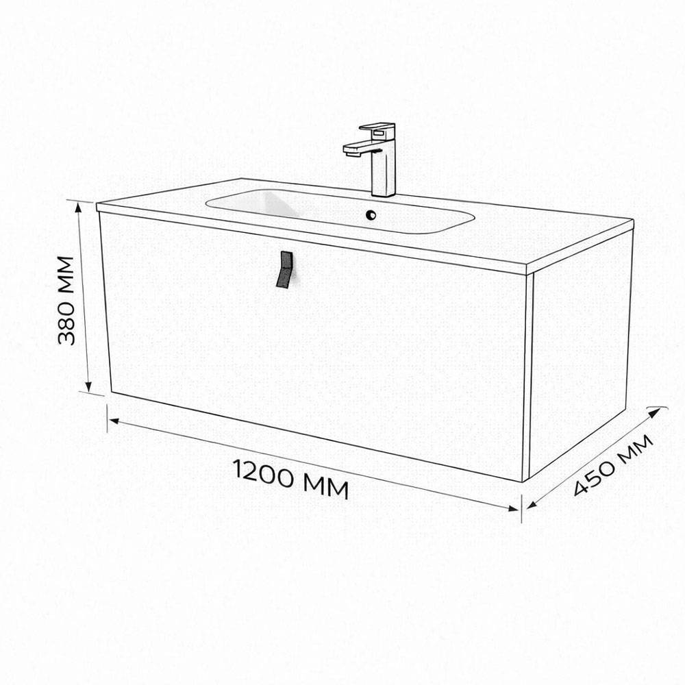 Тумба с раковиной Terminus Kontur KON101201200001O венге, графит, 120x38 фото 3