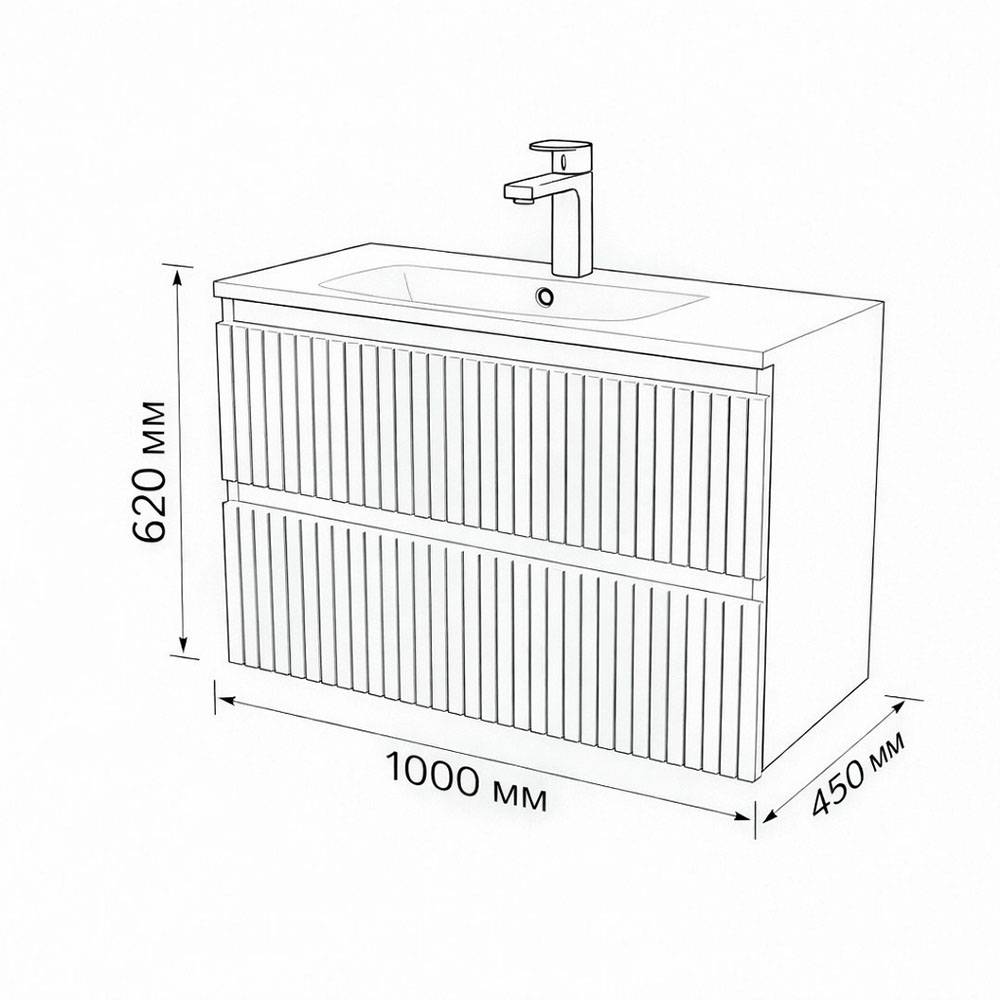 Тумба с раковиной Terminus Sicilia SIC101002900301O белый, 100x62 фото 3