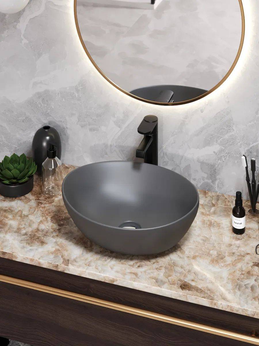 Раковина Watersense Amelia 40 W00065 графит матовый фото 8