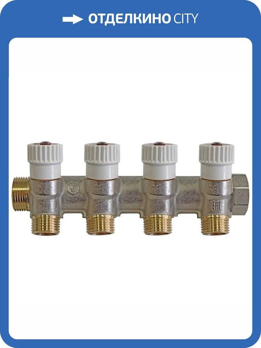 Коллектор распределительный Stout никелированный 1x1/2, 4 выхода, плоское упл. (SMB 6852 011204) фото 2