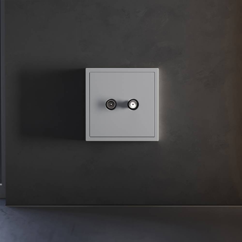 Лицевая панель для двойной ТВ розетки Voltum S70 VLS001616 серый фото 3