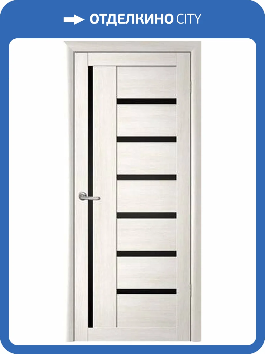 Межкомнатная дверь Albero Мегаполис Мадрид полотно Белый кипарис, стекло черное 600x2000 фото 2