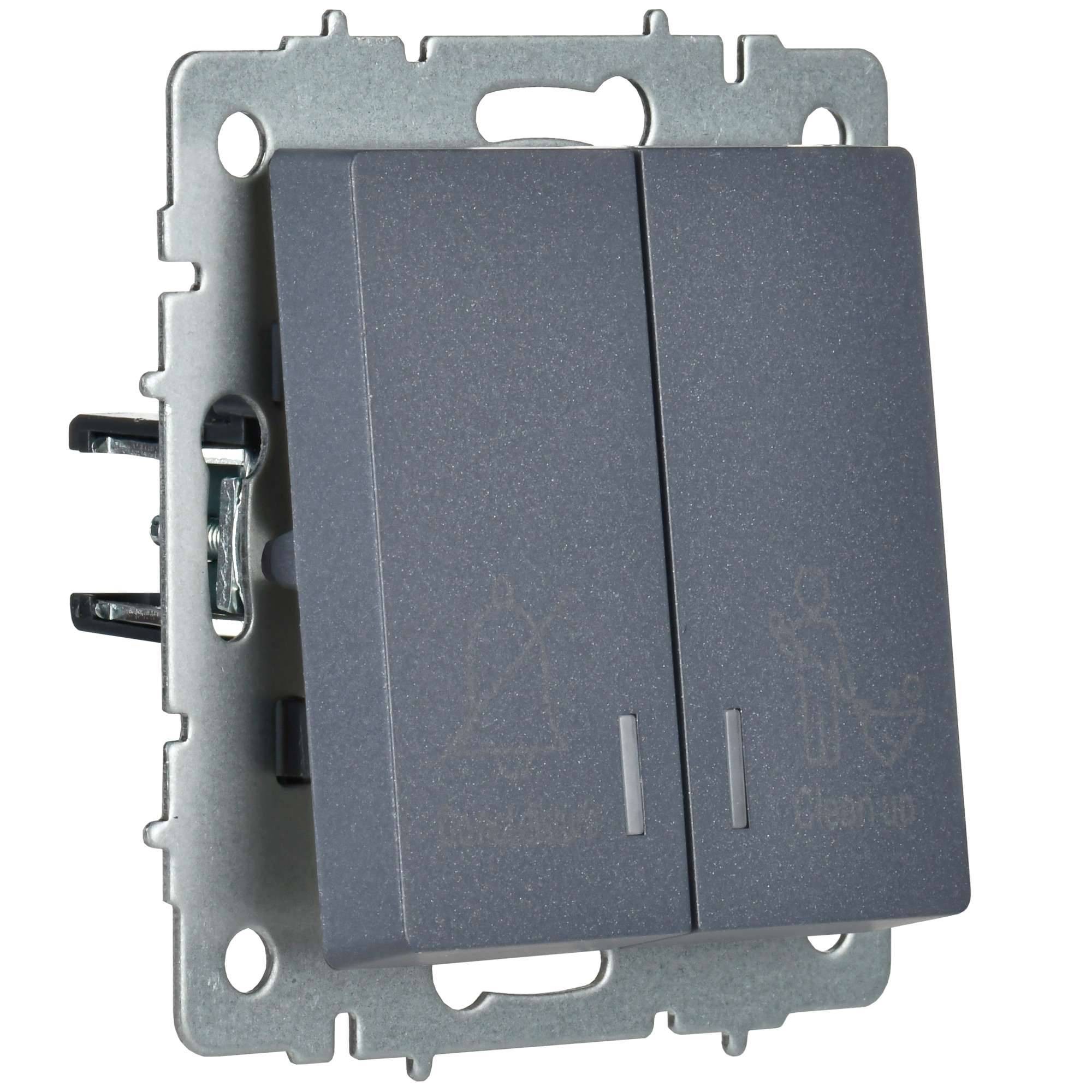 Выключатель 2-клавишный IEK Brite BR-V20-2-10-K35 маренго фото 3