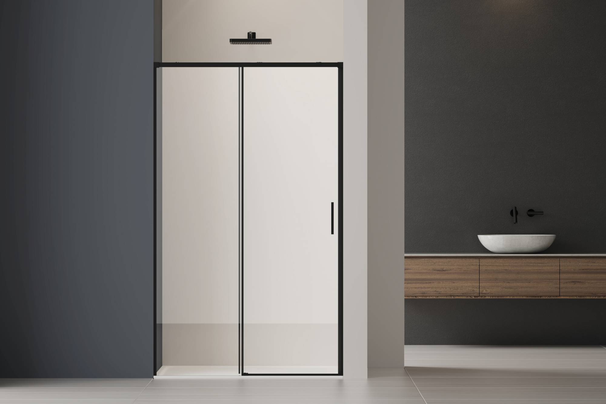 Душевая дверь в нишу Vincea Soft 2 VDS-3SO2120CLB профиль черный, стекло прозрачное, 120x200 фото 2