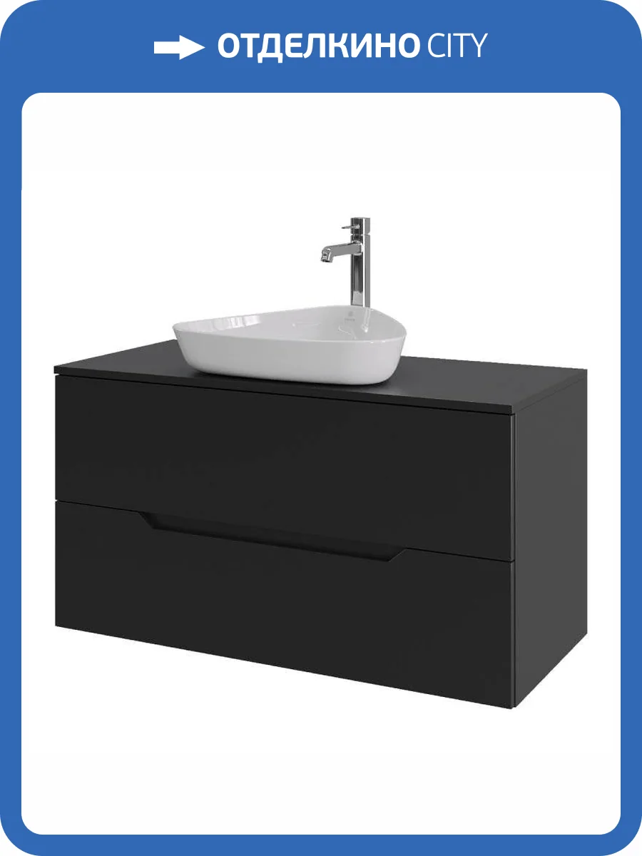 Тумба с раковиной Orange Лайн Li-100TubMDF+B07-500W черная матовая, 100 см фото 8