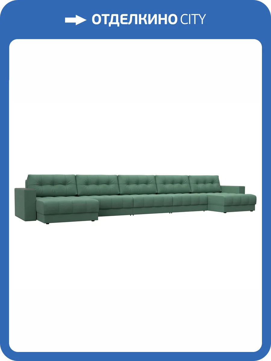 П-образный диван Лига Диванов Лига-049 НПБ Мегалонг 128522 амур 11 зеленый, с декором фото 11