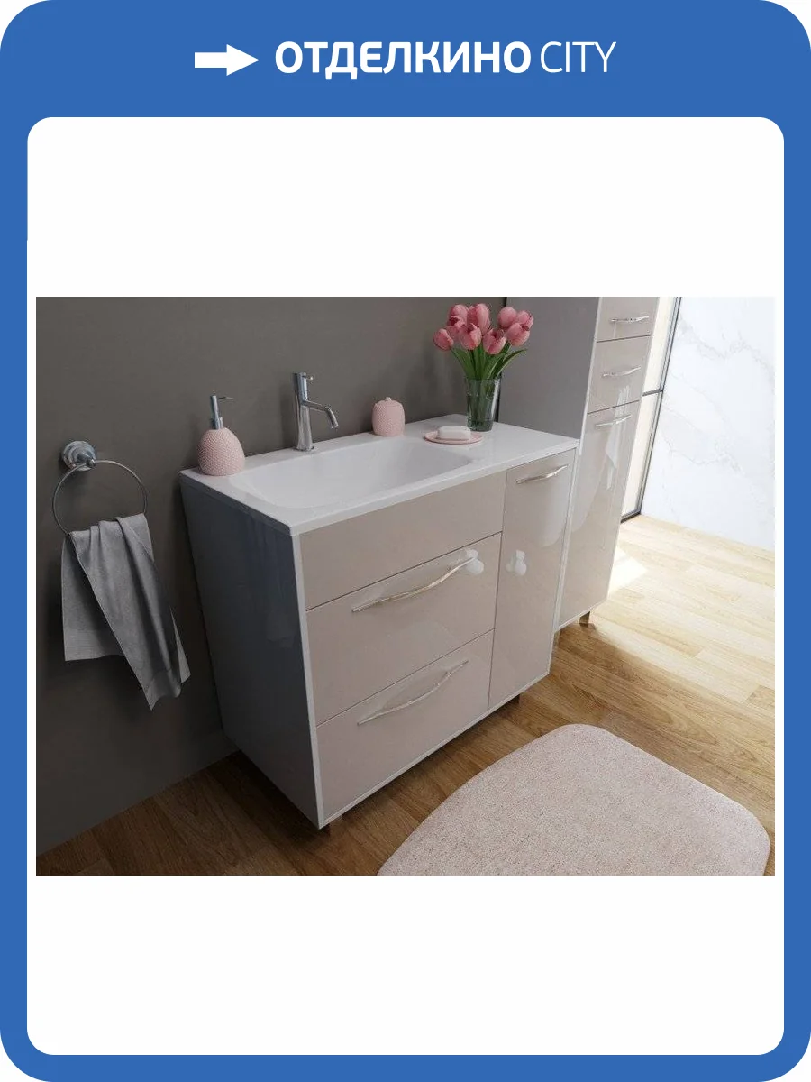 Тумба с раковиной Эстет Barcelona ФР-00003597 напольный, левосторонний, 2 ящика 1 дверь, 86x89.8 фото 7