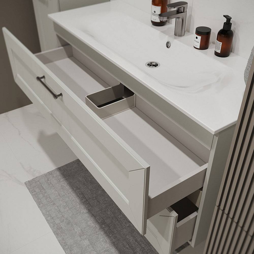 Тумба с раковиной Terminus Victoria VIC101202900301O белый, 120x62 фото 2