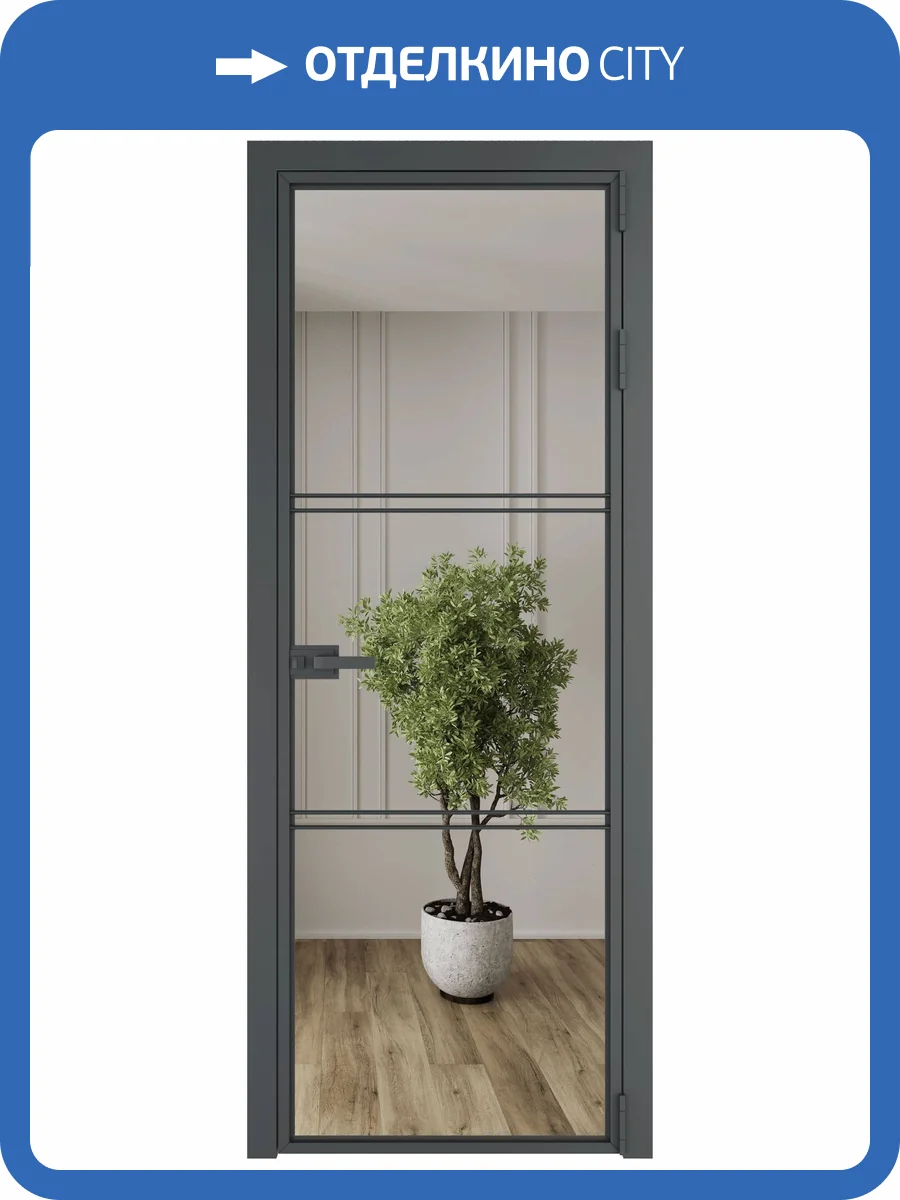 Межкомнатная дверь Profil Doors 3 AX цвет профиля Серая ночь, стекло безопасное 6 мм зеркало 600x2000 фото 2