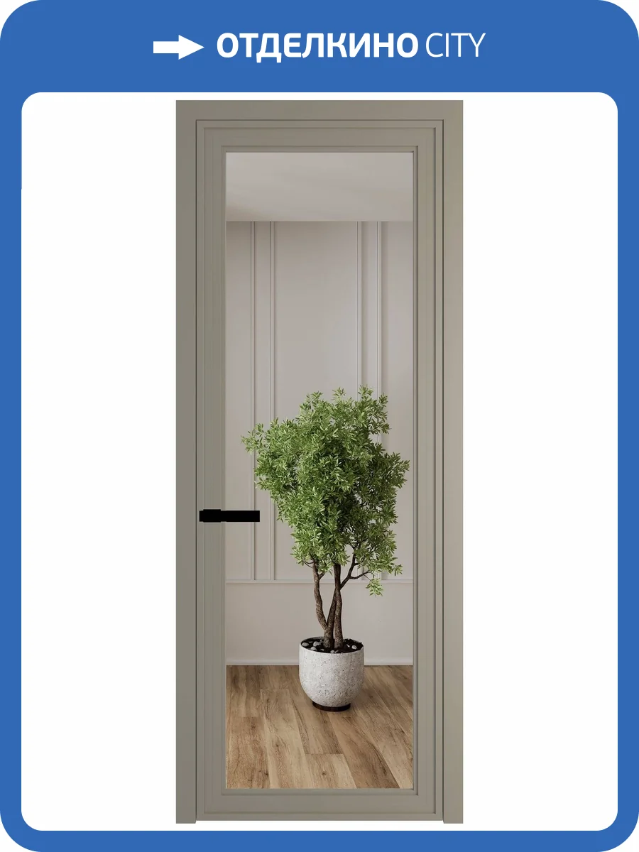 Межкомнатная дверь Profil Doors 1 AGP цвет профиля Никель матовый, стекло безопасное 6 мм зеркало 700x2000 фото 2