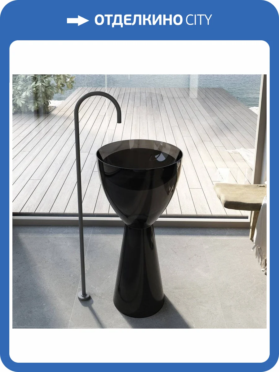 Раковина Abber Kristall AT2703Onyx напольная, прозрачная, 45 см фото 6