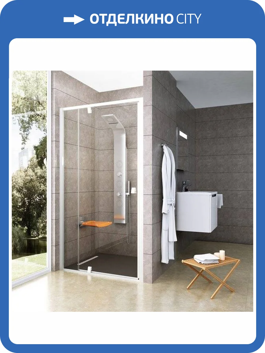 Душевая дверь в нишу Ravak PDOP2-100 Transparent, профиль и ручки белые фото 6