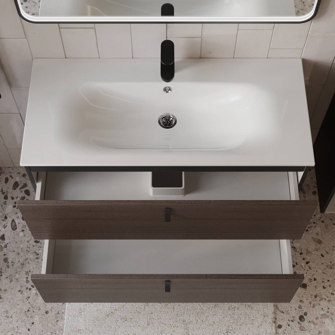 Тумба с раковиной Terminus Kontur KON101002200001O венге, графит, 100x62 фото 2