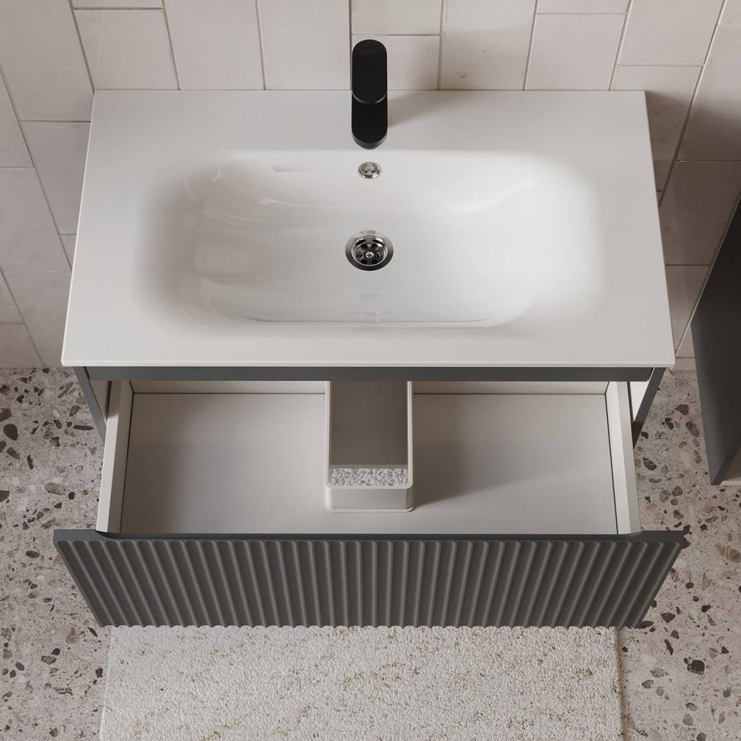 Тумба с раковиной Terminus Sicilia SIC10801701601O графит , 80x38 фото 2