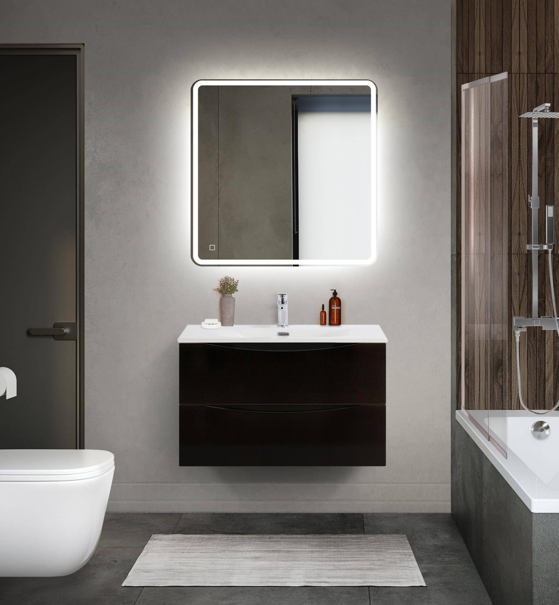 Тумба с раковиной BelBagno MARINO-CER-MINI 80 Nero Lucido фото 6
