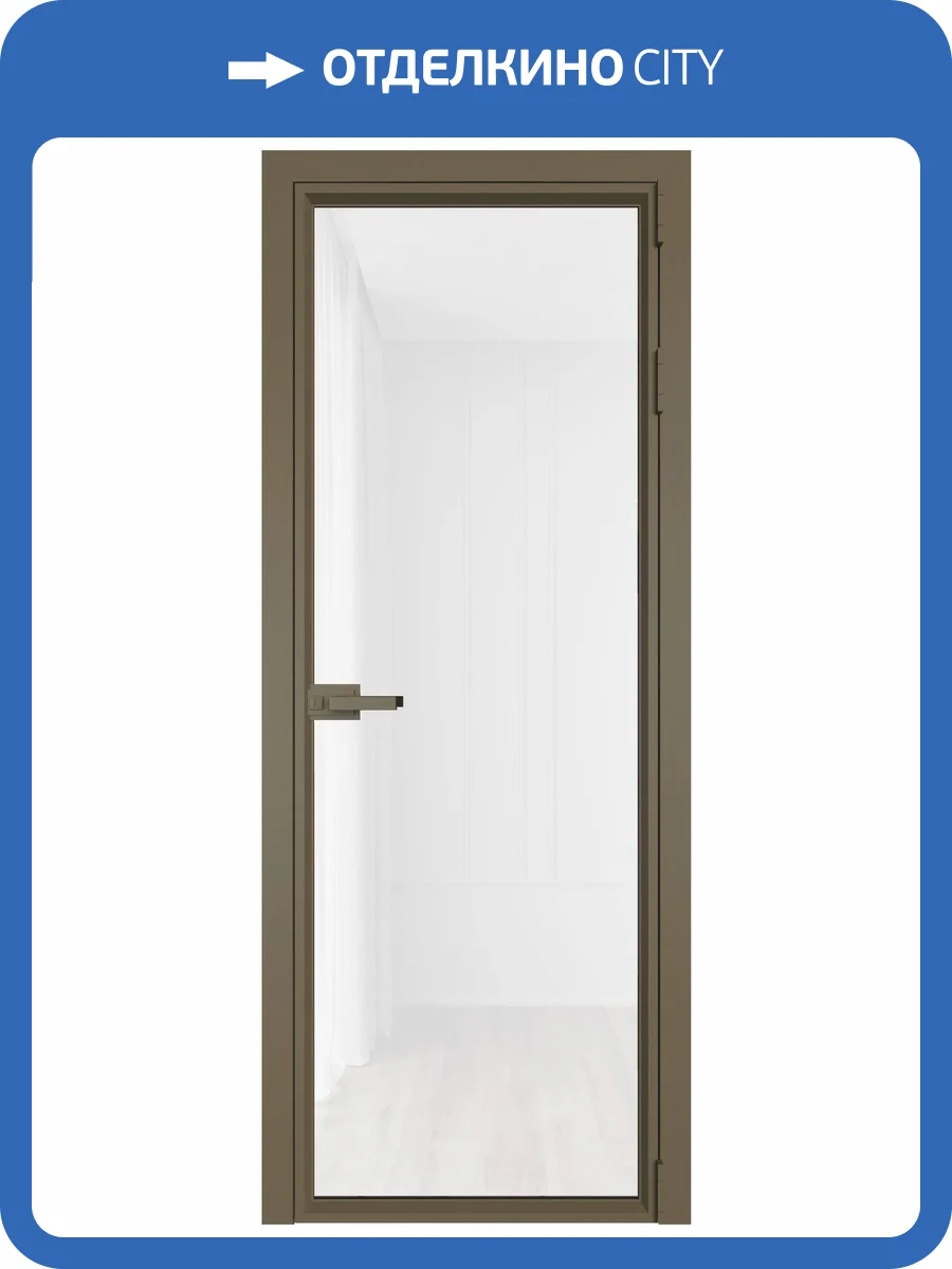 Межкомнатная дверь Profil Doors 1 AV цвет профиля Шампань, стекло безопасное 6 мм белый триплекс 600x2000 фото 2