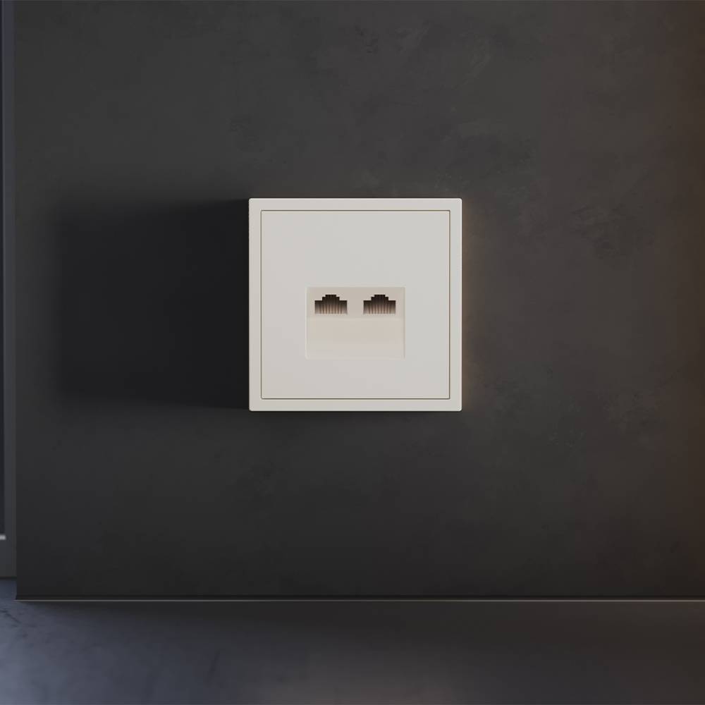 Лицевая панель для двойной компьютерной розетки RJ-45 Voltum S70 VLS001413 хлопок фото 3