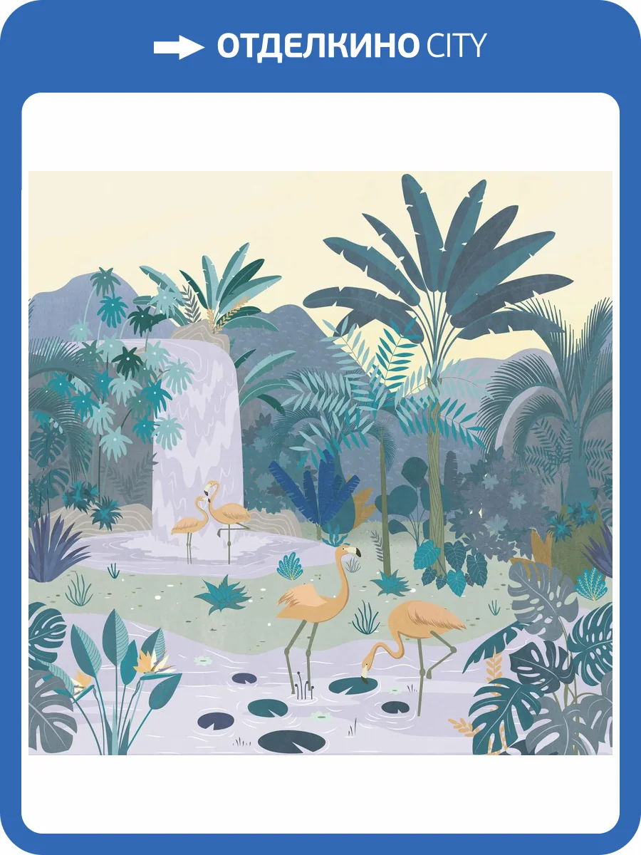 Бесшовные Eco обои Ortograf Serenity 34898 Пляж с фламинго Ворс+ ОЕ+ фото 2